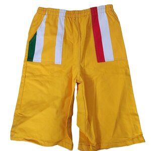 Clover Yellow Pants Large Vintage Cropped Wide Leg Jeans Elastic Waist Striped